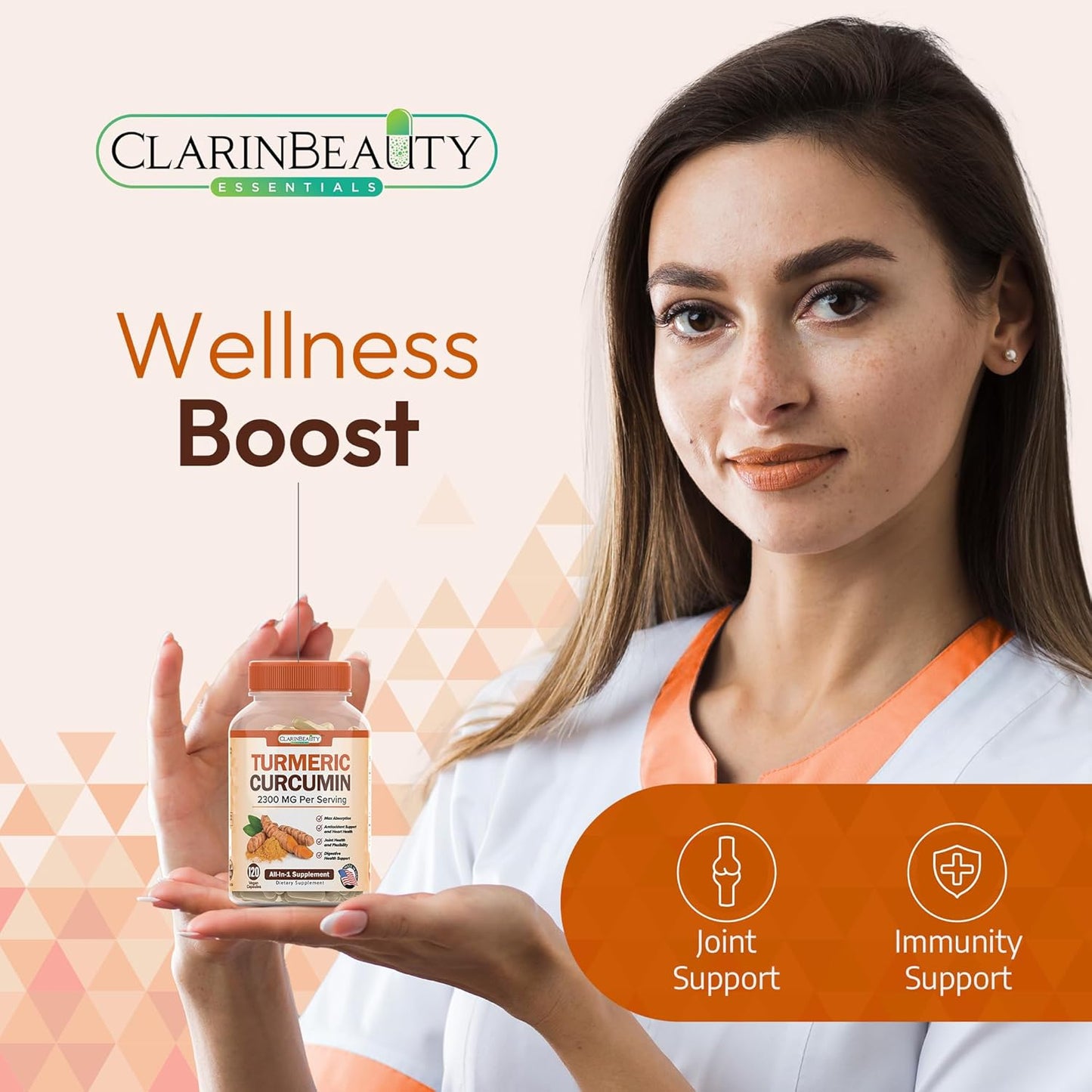 Organic Turmeric Curcumin with Ginger & BioPerine for Immunity & Joint Support - 120 Capsules USA Made