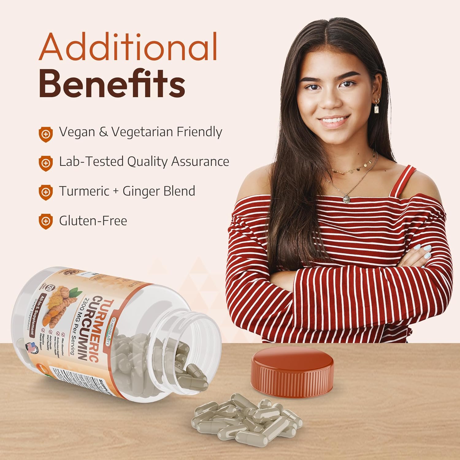 Organic Turmeric Curcumin with Ginger & BioPerine for Immunity & Joint Support - 120 Capsules USA Made