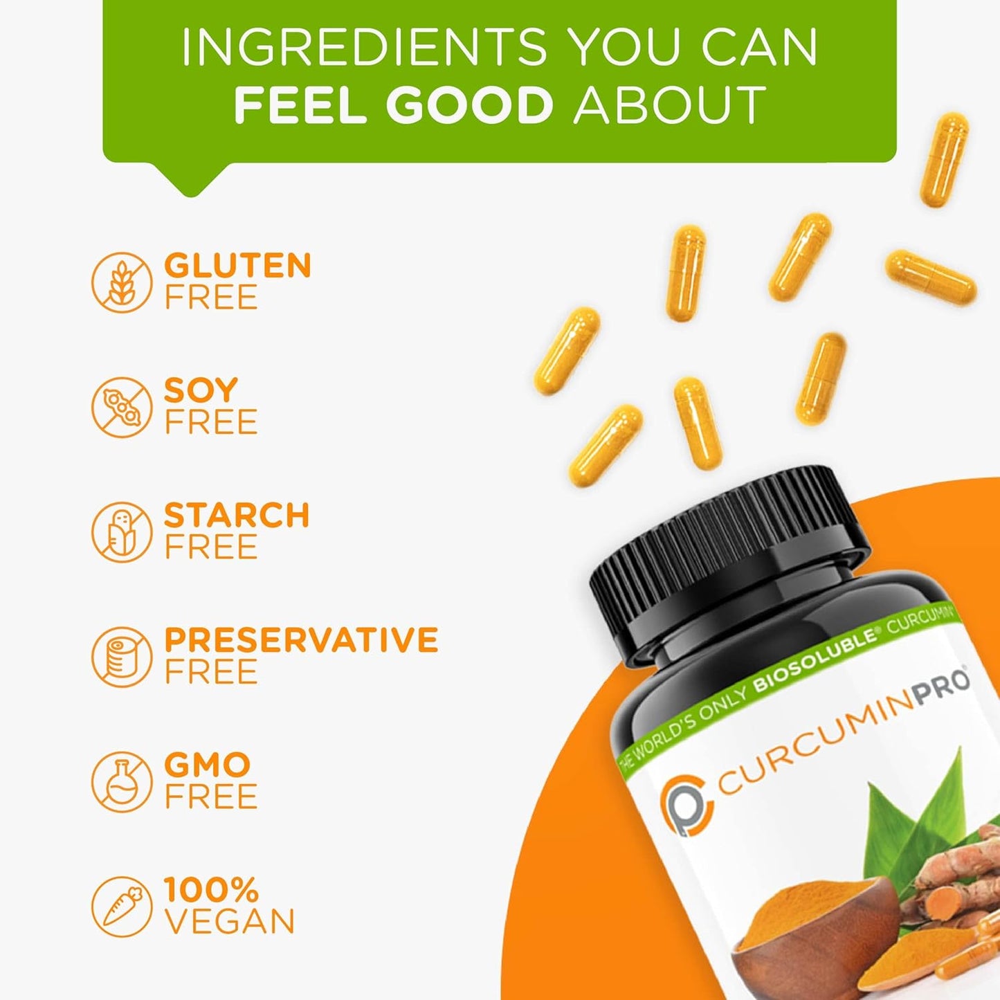 Organic Turmeric CurcuminPro Capsules for Joint & Muscle Support with BioSoluble Brown Rice Protein | Vegan | 60 Count