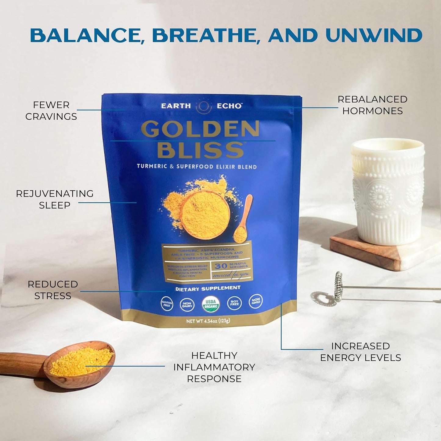 Organic Turmeric Elixir Blend with Ashwagandha Root, MCT Oil, and Mushroom Blend for Restful Sleep and Immune Support - 30 Servings - BoostGo Australia