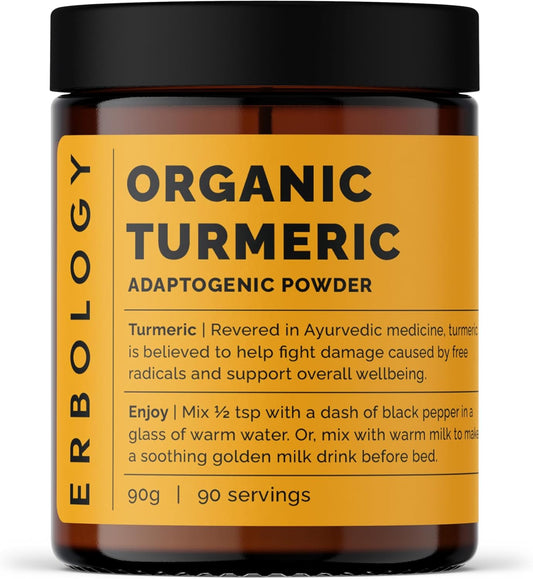 Organic Turmeric Powder 3.2 oz - 90 Servings - 5.5% Curcumin - No Additives - Sustainably Sourced from India - Vegan - GMO-Free