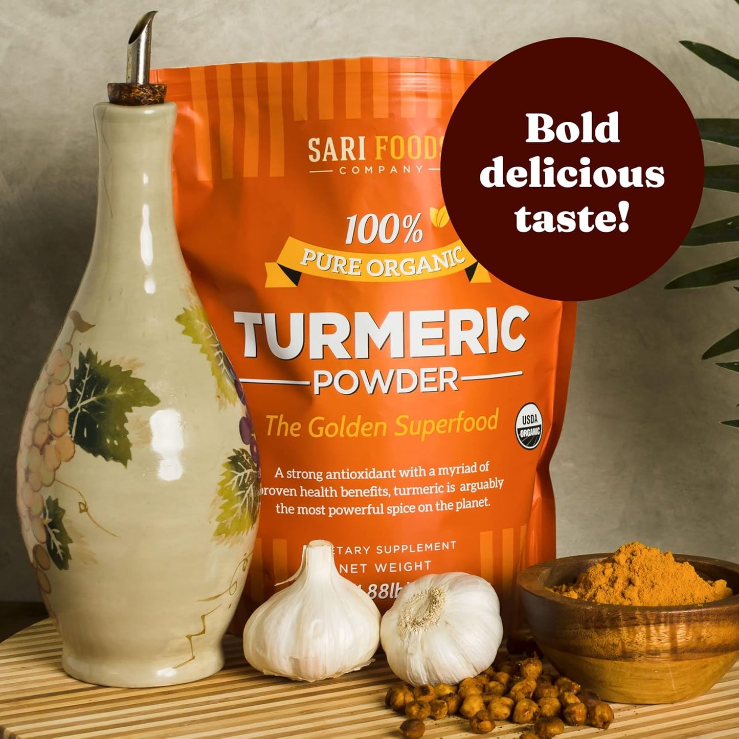 Organic Turmeric Powder with Curcumin | 30 oz/850g | Sari Foods Co