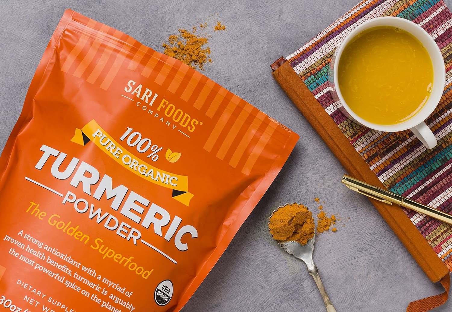 Organic Turmeric Powder with Curcumin | 30 oz/850g | Sari Foods Co