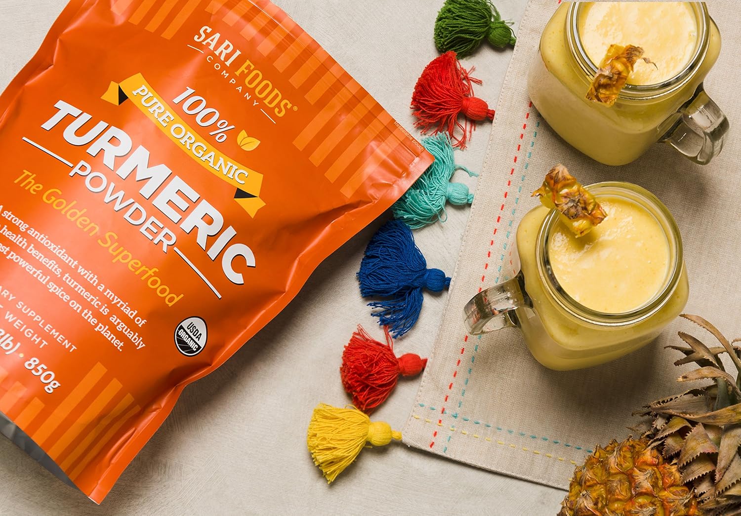 Organic Turmeric Powder with Curcumin | 30 oz/850g | Sari Foods Co