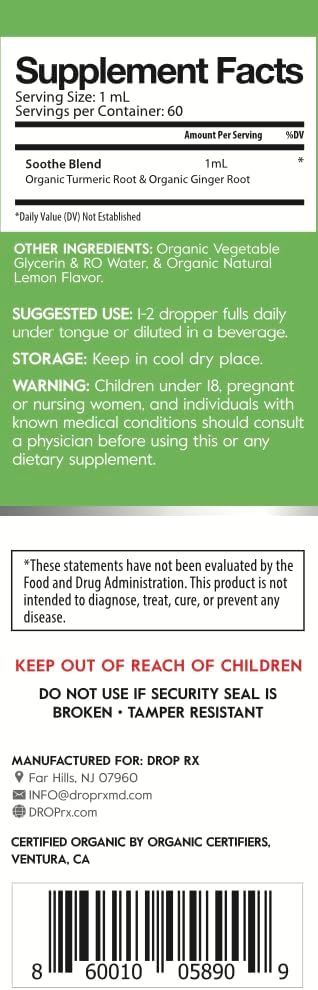 Organic Turmeric Root & Ginger Extract Drops for Digestive Support & Antioxidant Boost - Non GMO Vegan Supplement - Made in USA - 2 Fl Oz