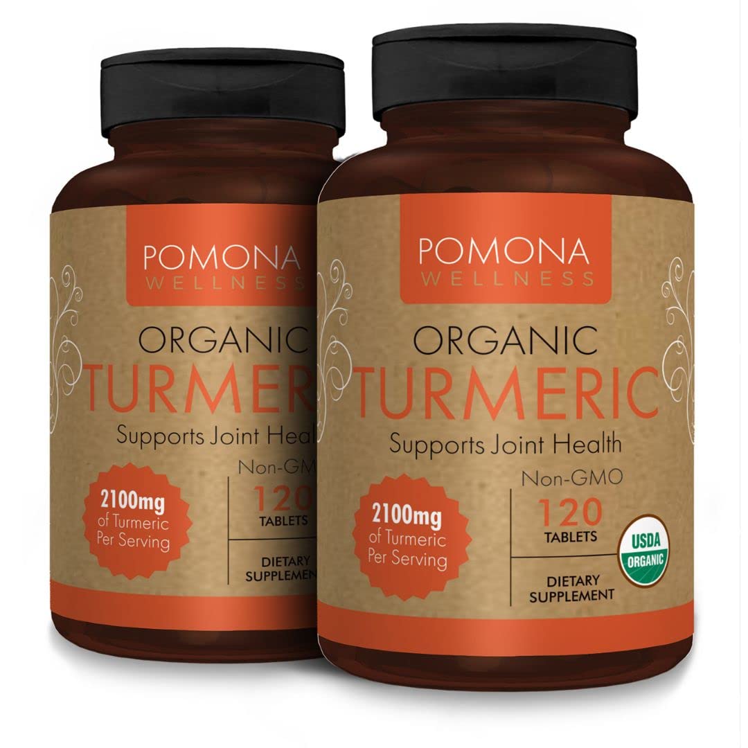 Organic Turmeric Supplement 2100mg with Curcumin & Black Pepper for Joint Support, Immunity, Inflammation - USDA Organic, Non-GMO, Vegan - 120 Tablets x2 Pack, Orange Flavor - BoostGo Australia