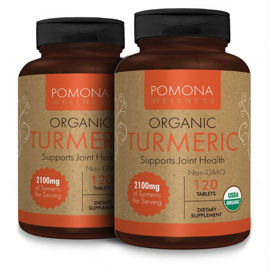 Organic Turmeric Supplement 2100mg with Curcumin & Black Pepper for Joint Support, Immunity, Inflammation - USDA Organic, Non-GMO, Vegan - 120 Tablets x2 Pack, Orange Flavor - BoostGo Australia