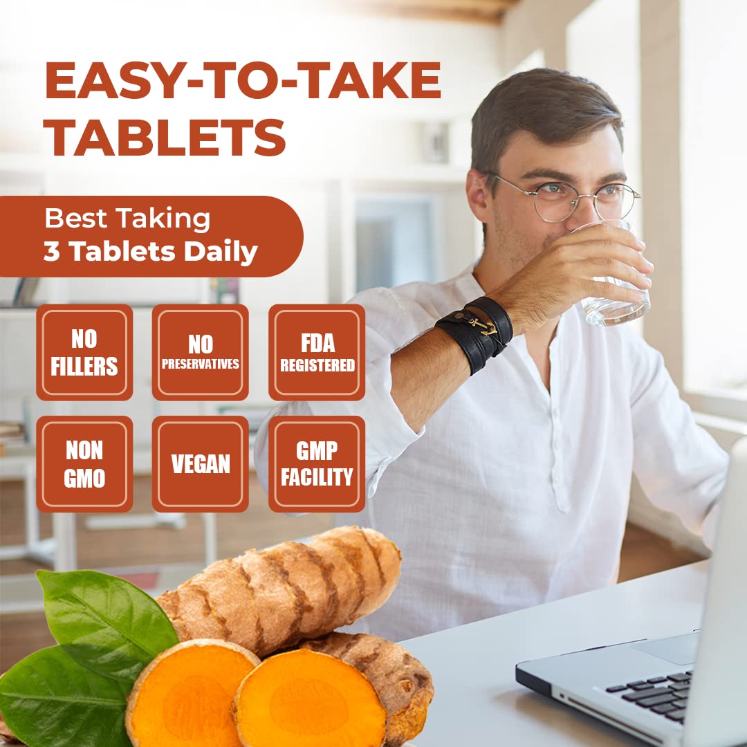 Organic Turmeric Supplement 2100mg with Curcumin & Black Pepper for Joint Support, Immunity, Inflammation - USDA Organic, Non-GMO, Vegan - 120 Tablets x2 Pack, Orange Flavor - BoostGo Australia