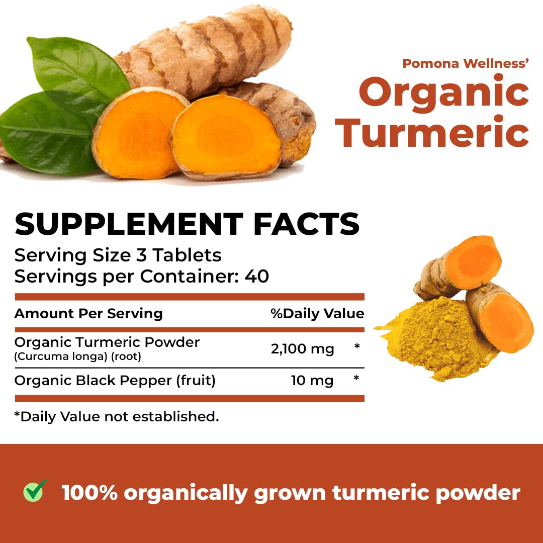 Organic Turmeric Supplement 2100mg with Curcumin & Black Pepper for Joint Support, Immunity, Inflammation - USDA Organic, Non-GMO, Vegan - 120 Tablets x2 Pack, Orange Flavor - BoostGo Australia