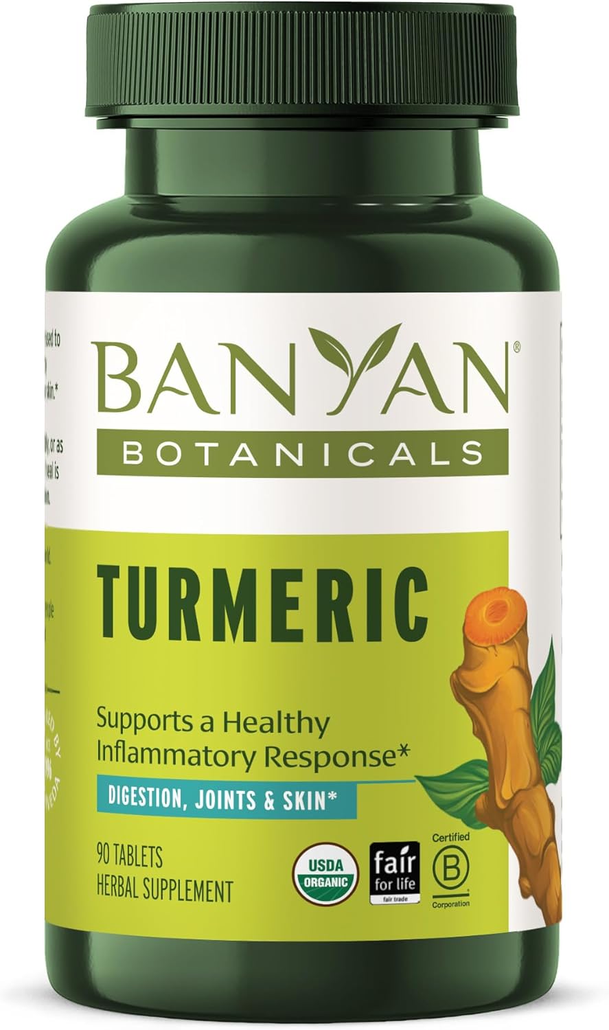 Organic Turmeric Tablets for Healthy Skin, Joints & Overall Health - 90 Tablets - Non-GMO Vegan Supplement