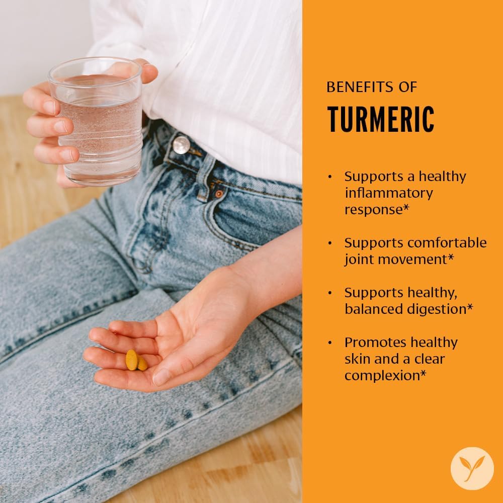 Organic Turmeric Tablets for Healthy Skin, Joints & Overall Health - 90 Tablets - Non-GMO Vegan Supplement