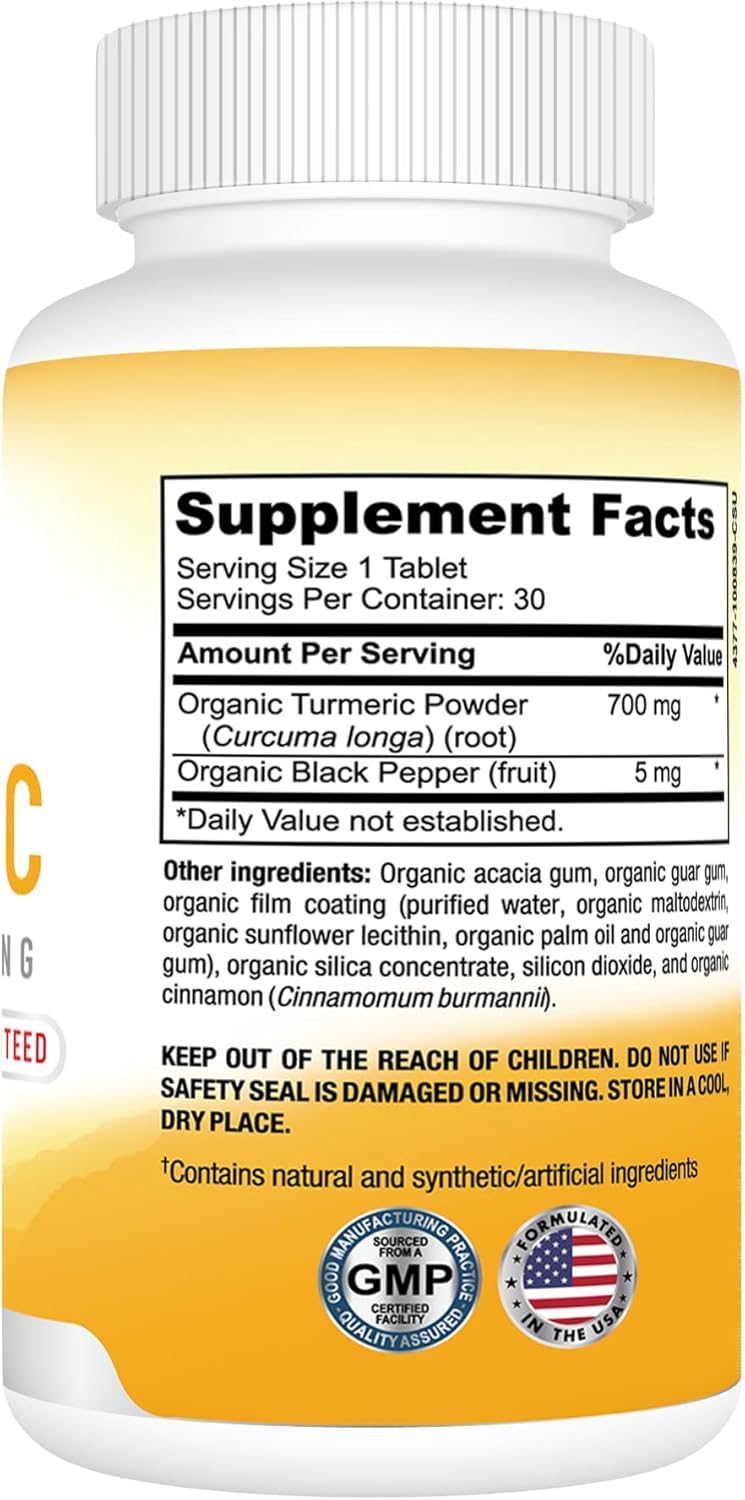 Organic Turmeric with Black Pepper for Maximum Absorption - Herbal Supplements - 30 Day Supply by Best Earth Naturals
