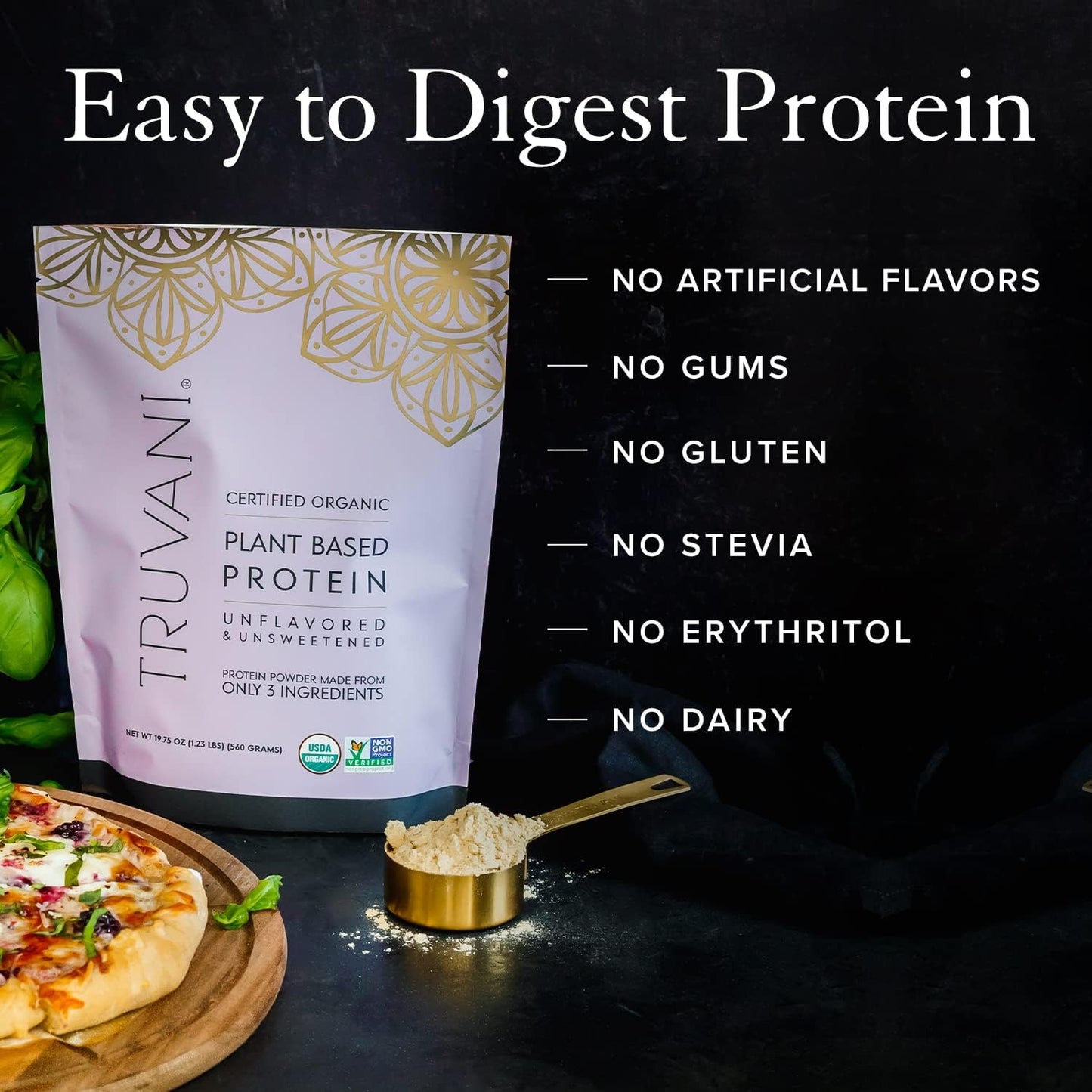 Organic Unflavored Vegan Pea Protein Powder - 20g Plant Based Protein | Keto | Gluten & Dairy Free | No Sugar - 20 Servings - BoostGo Australia