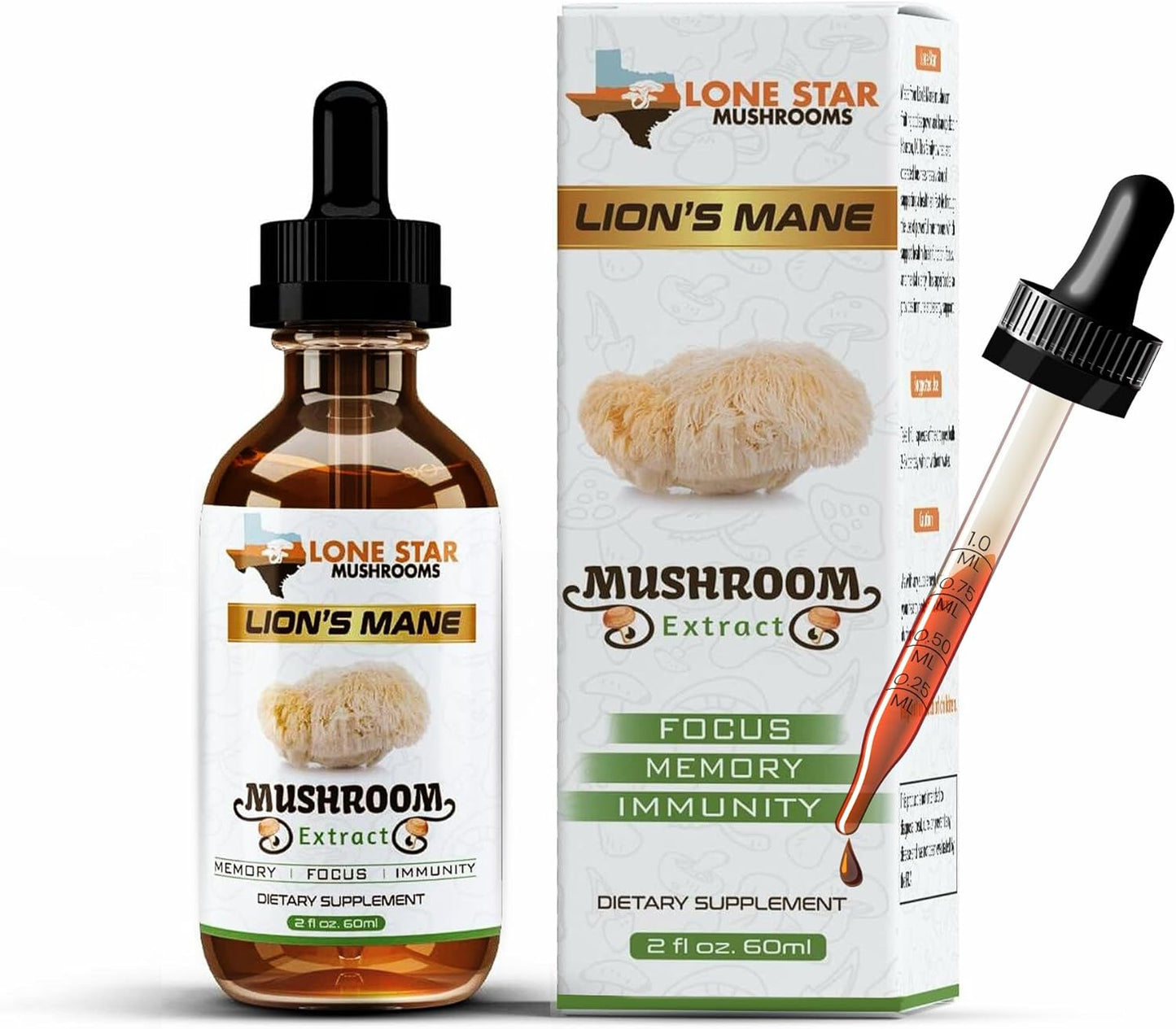 Organic USA-Grown Lions Mane Dual Liquid Extract | Highly Concentrated Fruiting Bodies | Boost Memory, Focus, Immunity | No Fillers
