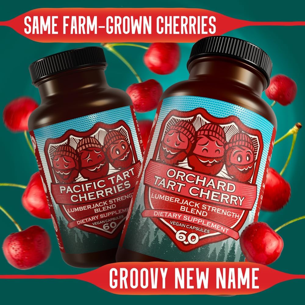 Organic USA-Grown Tart Cherry Capsules with Bilberry - Lumberjack Strength Blend (60 Count) by Hippie Farms