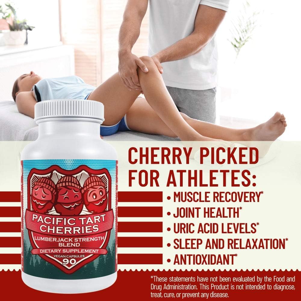 Organic USA-Grown Tart Cherry Capsules with Bilberry - Lumberjack Strength Blend (60 Count) by Hippie Farms