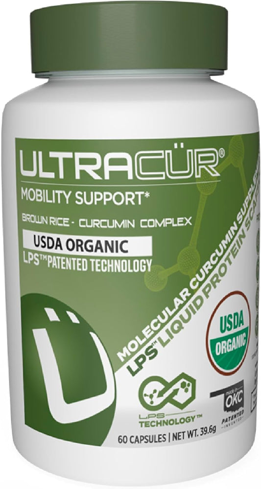 Organic USDA Certified LPS™ Turmeric Curcumin Capsules - Patented Technology for Fast Results - 60 Count