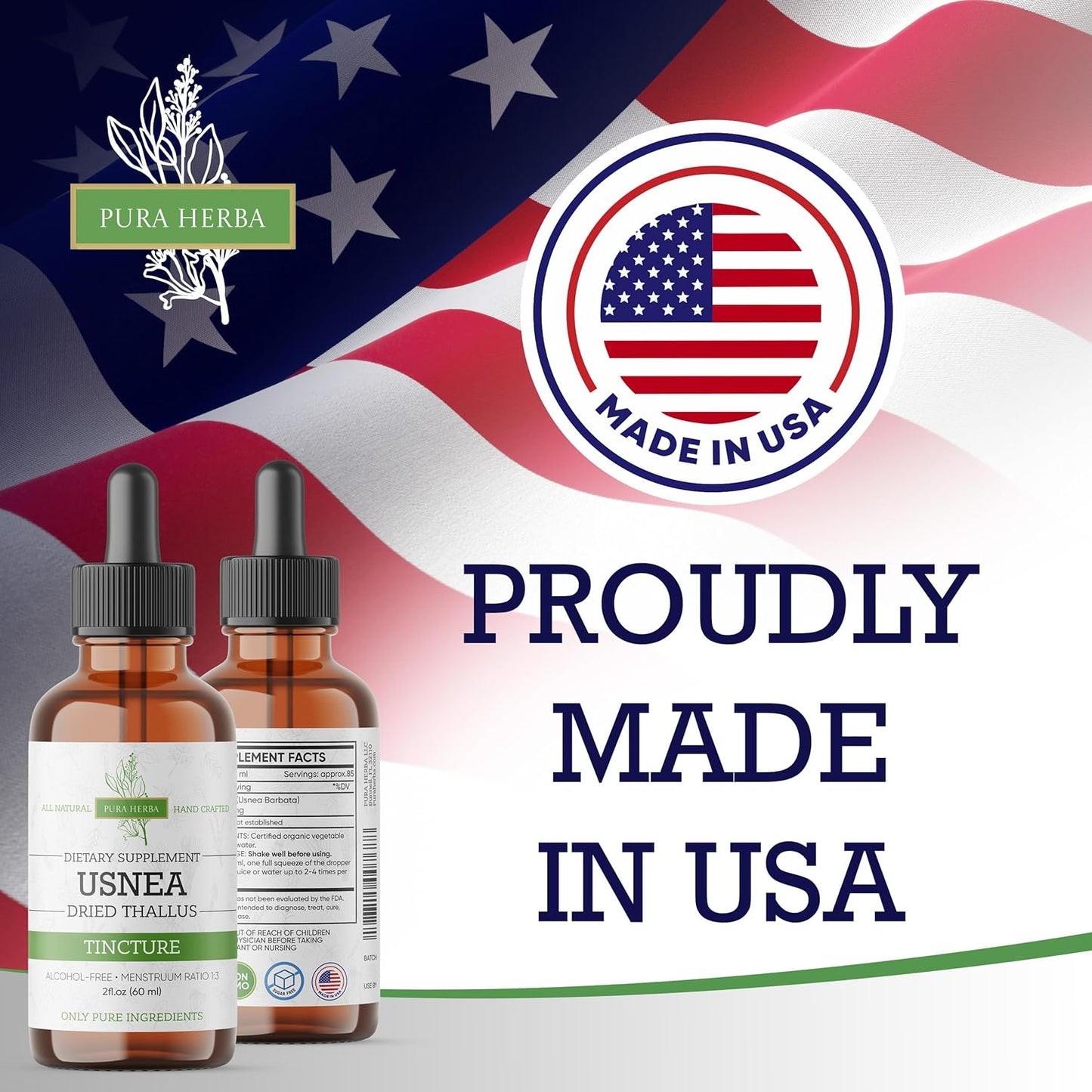Organic Usnea Liquid Drops for Immune Support and Respiratory Health - Vegan, Alcohol-Free, 2 Fl Oz - Made in USA