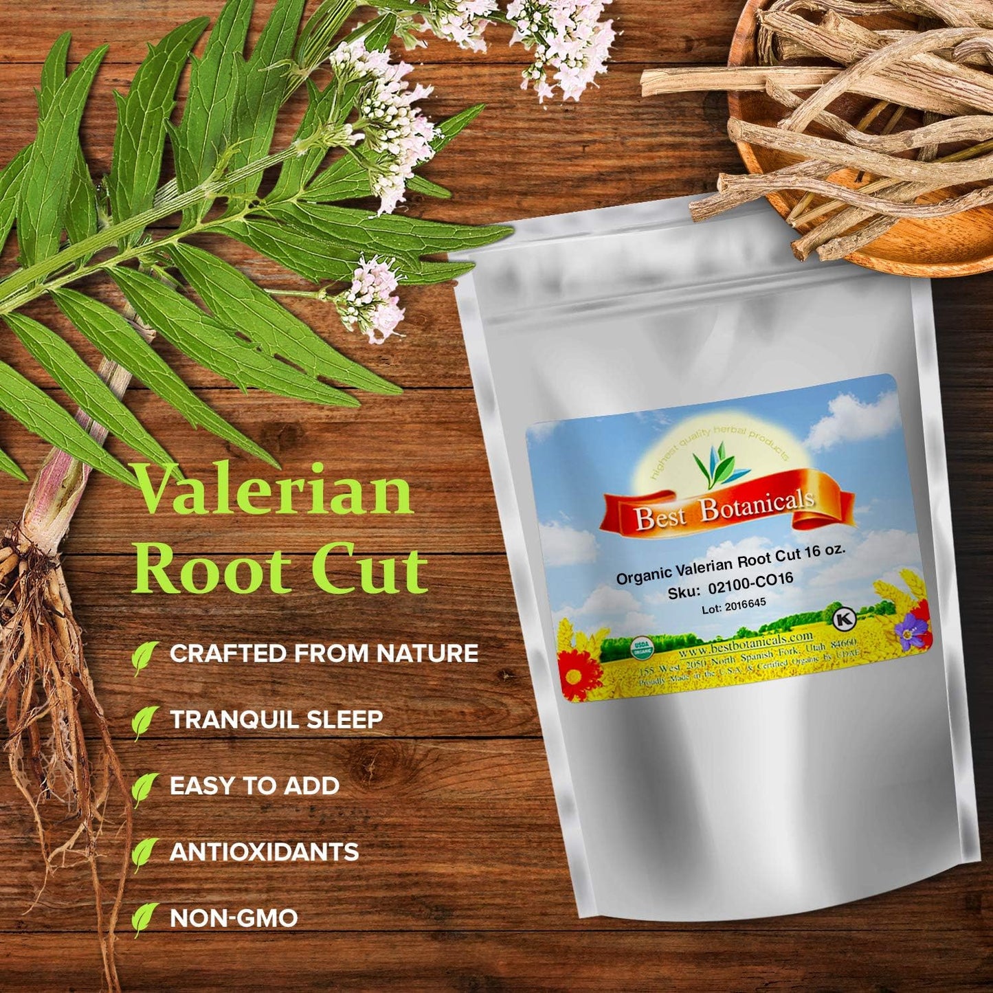 Organic Valerian Root Cut - 16 oz by Best Botanicals