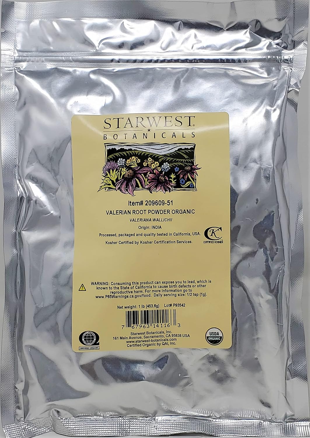 Organic Valerian Root Powder - 1lb by Starwest Botanicals