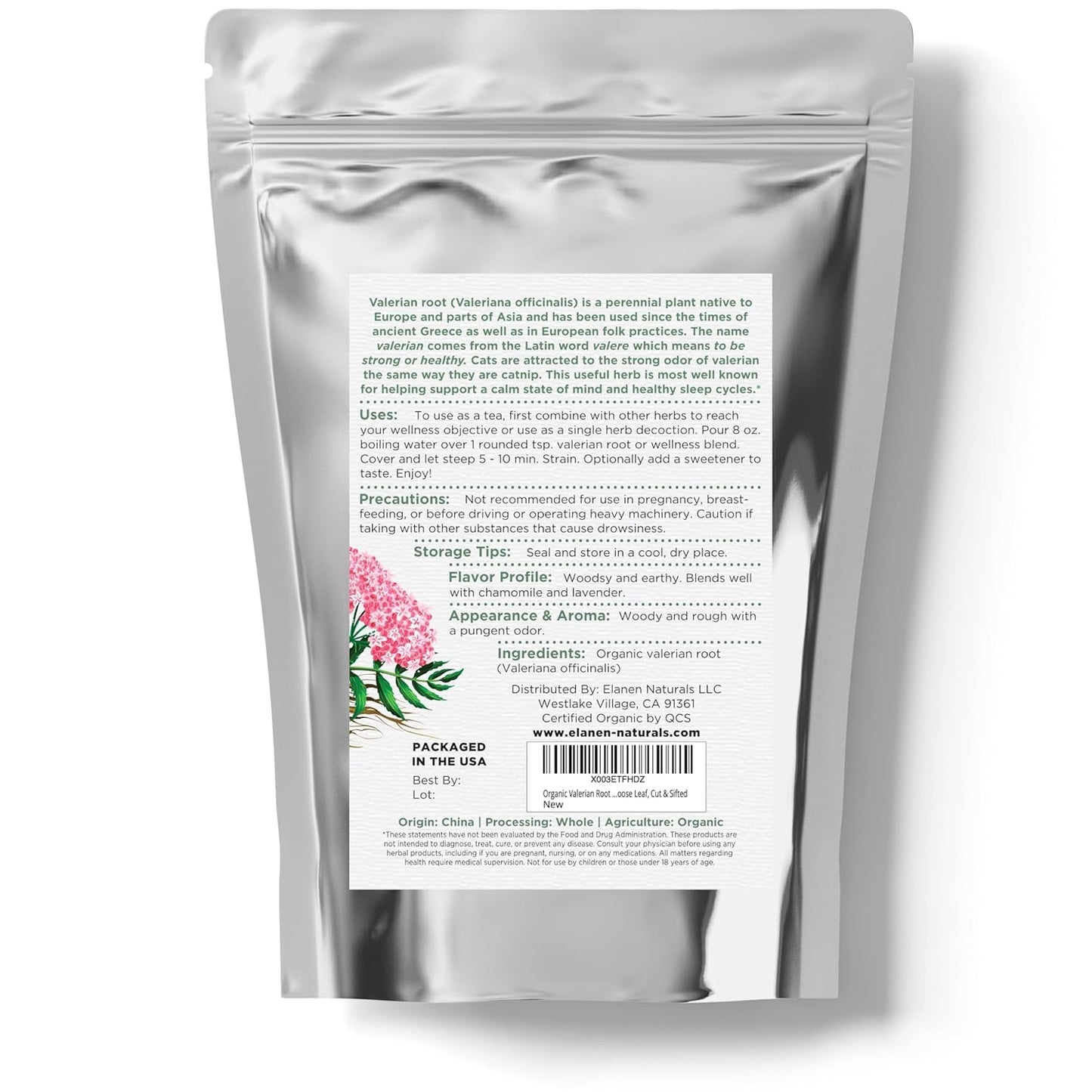 Organic Valerian Root Tea 4 oz (113g) - USDA Certified Whole Loose Leaf Herb for Sleep - Te De Valeriana Para Dormir by Elanen Naturals