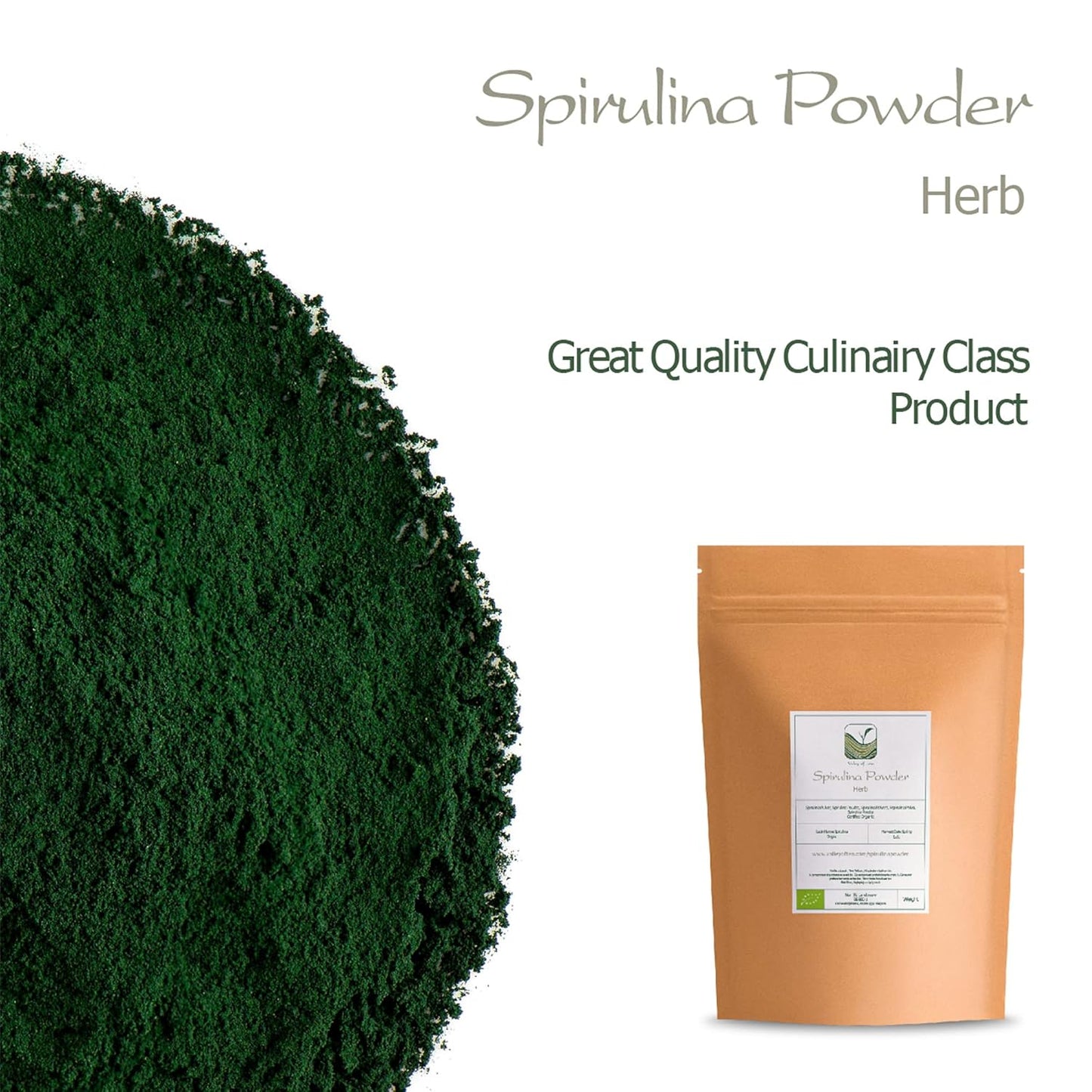 Organic Valley of Tea Spirulina Powder - Pure Algae Supplement for Energy and Immunity Boost