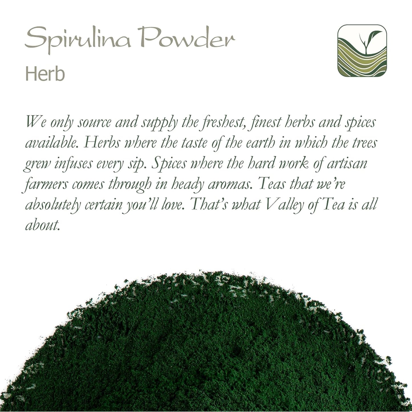 Organic Valley of Tea Spirulina Powder - Pure Algae Supplement for Energy and Immunity Boost