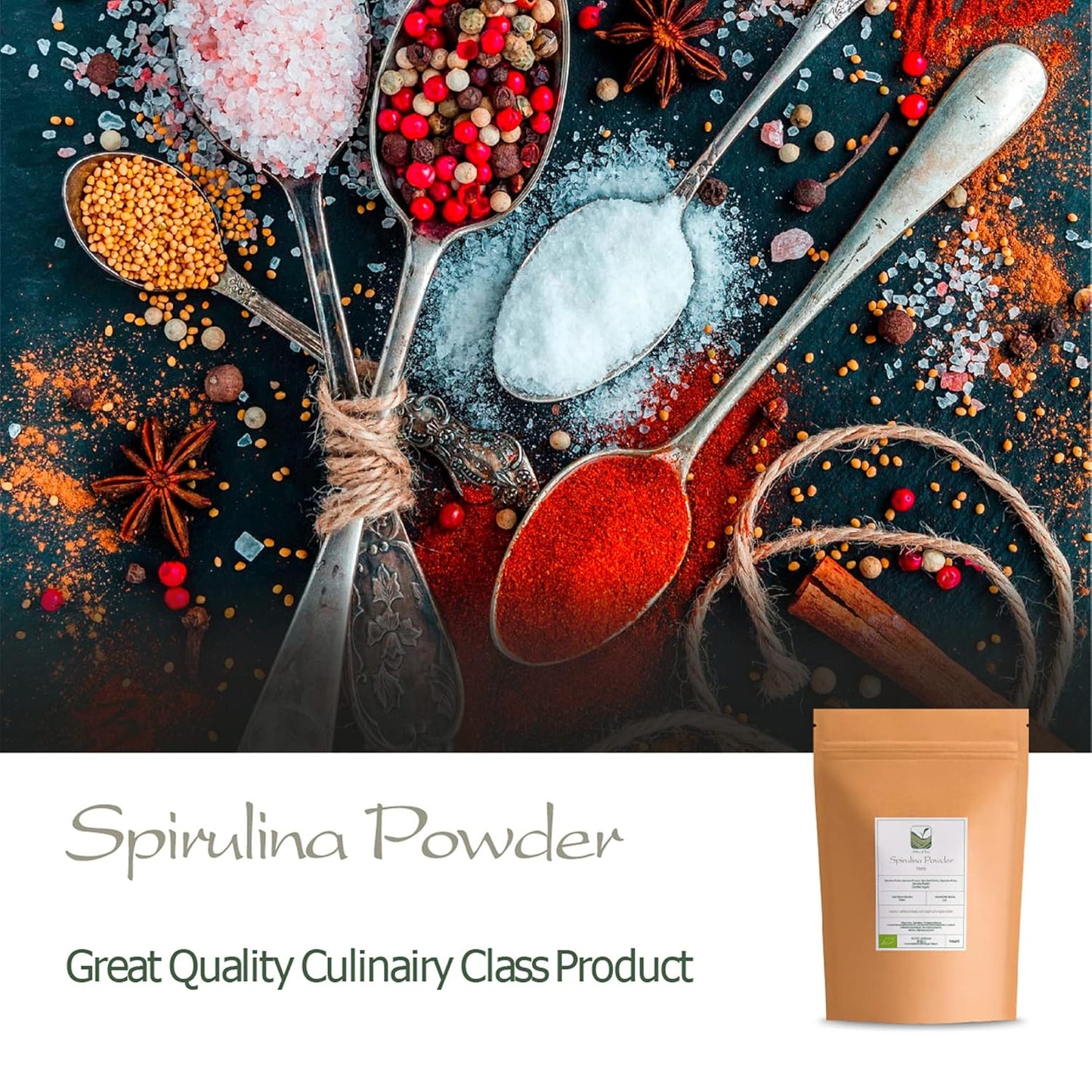 Organic Valley of Tea Spirulina Powder - Pure Algae Supplement for Energy and Immunity Boost