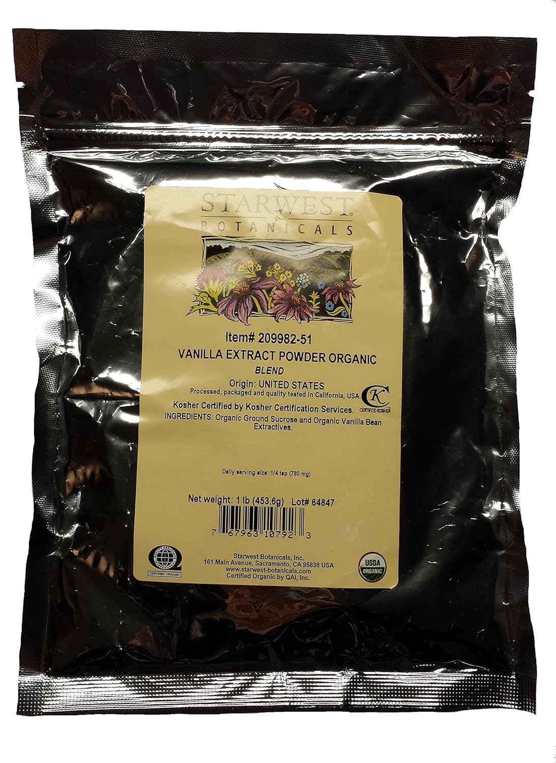 Organic Vanilla Extract Powder by Starwest Botanicals - 1 Pound Pack