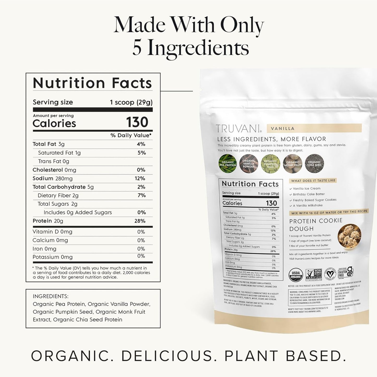 Organic Vanilla Pea Protein Powder - 20g Plant Based Protein, Keto, Gluten & Dairy Free, Low Carb, No Sugar - 10 Servings - BoostGo Australia