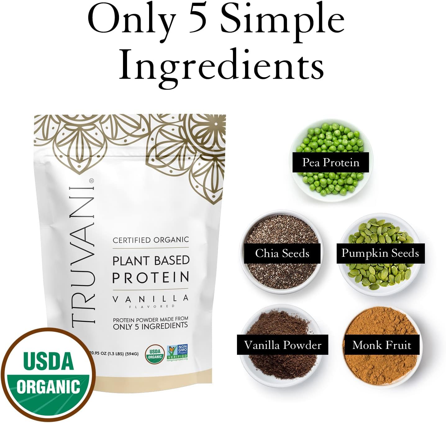 Organic Vanilla Pea Protein Powder - 20g Plant Based Protein, Keto, Gluten & Dairy Free, Low Carb, No Sugar - 10 Servings - BoostGo Australia