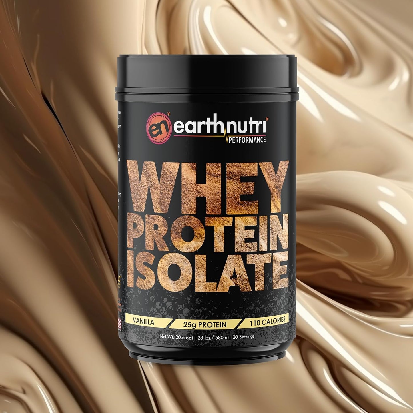 Organic Vanilla Whey Isolate Protein Powder - 25g Protein, Non-GMO, Muscle Growth Support - EarthNutri - 20 Servings