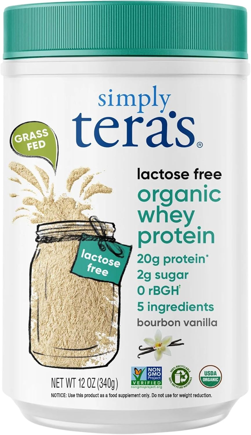Organic Vanilla Whey Protein Powder - Lactose-Free, Non-GMO, Gluten-Free, Kosher - 20g Protein Per Serving - 12 Oz