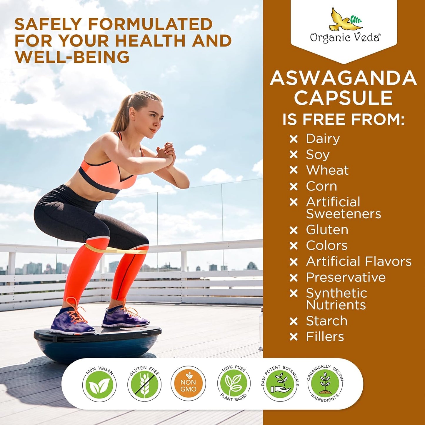 Organic Veda Ashwagandha Capsules 1500mg with Black Pepper Extract - Pure Organic Ashwagandha Root - Mood & Energy Support Supplement - 120 Veggie Caps