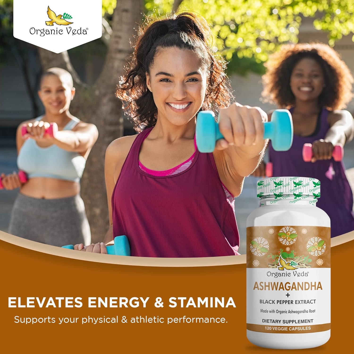 Organic Veda Ashwagandha Capsules 1500mg with Black Pepper Extract - Pure Organic Ashwagandha Root - Mood & Energy Support Supplement - 120 Veggie Caps