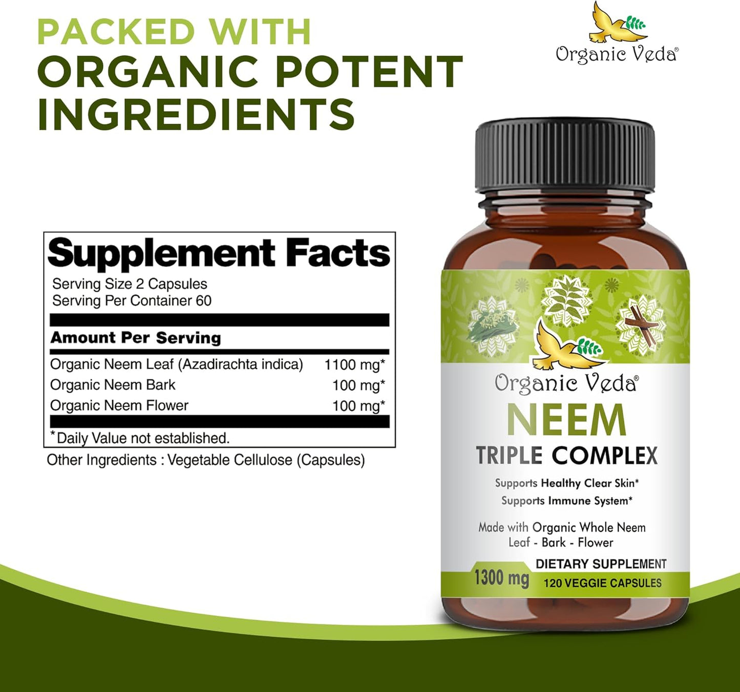 Organic Veda Neem & Turmeric Supplement Bundle - Skin Health, Immune Support & Cleansing Formula