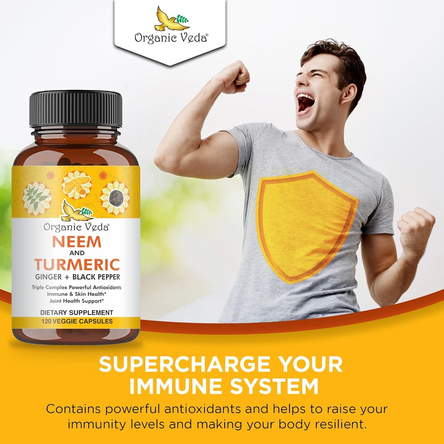 Organic Veda Neem & Turmeric Supplement Bundle - Skin Health, Immune Support & Cleansing Formula