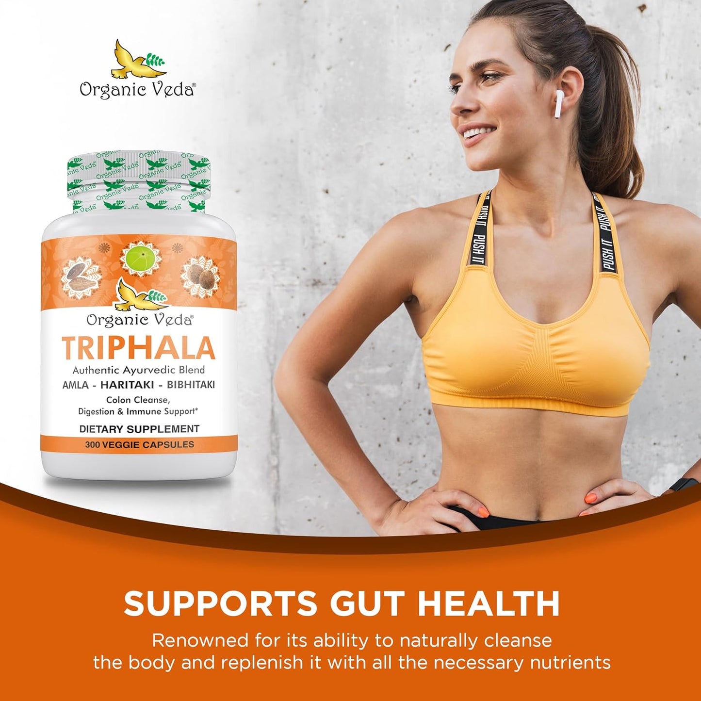 Organic Veda Triphala Powder Capsules - 1000mg Supplement for Colon Cleanse & Digestion - Vegan Antioxidant Pills with Amla, Haritaki, & Bibhitaki
