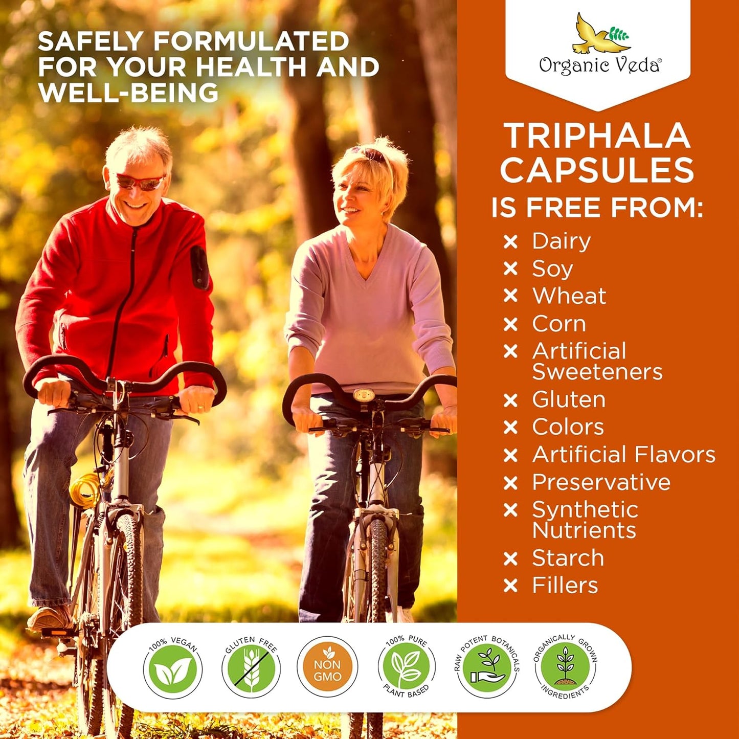 Organic Veda Triphala Powder Capsules - 1000mg Supplement for Colon Cleanse & Digestion - Vegan Antioxidant Pills with Amla, Haritaki, & Bibhitaki