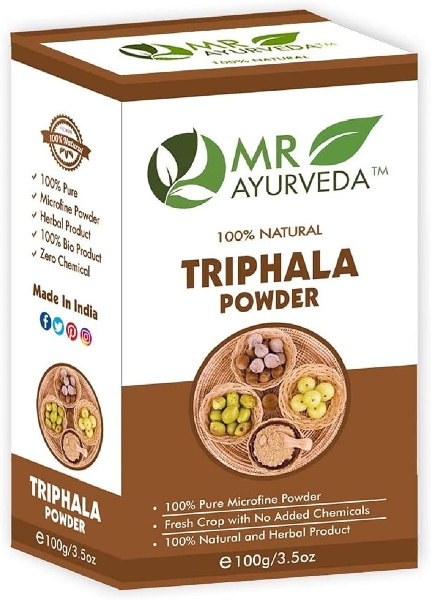 Organic Veena Herbal Triphala Powder for Hair, Face, and Skin - Chemical-Free, 100g