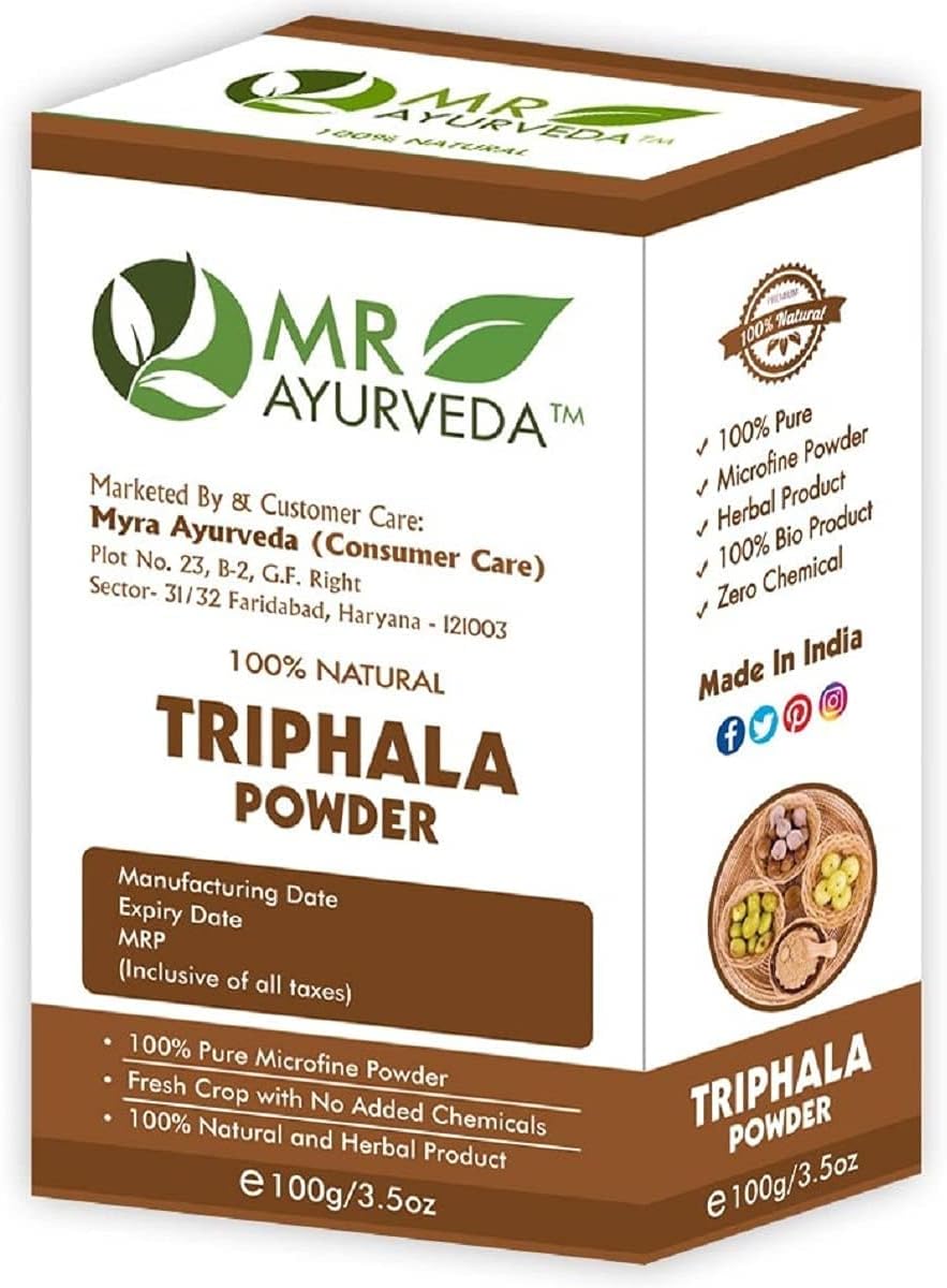 Organic Veena Herbal Triphala Powder for Hair, Face, and Skin - Chemical-Free, 100g