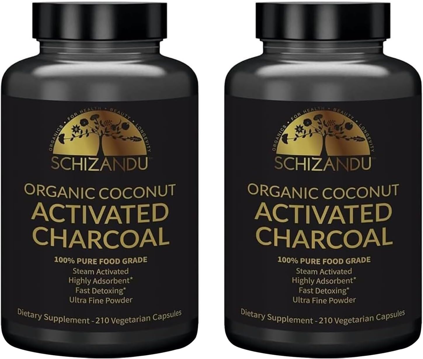 Organic Vegan Activated Coconut Charcoal Capsules - Supports Health - Non-GMO, Additive-Free - 420 Count - 2-Pack