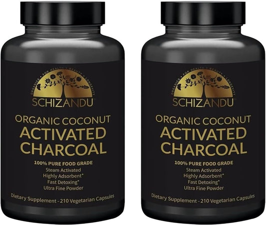 Organic Vegan Activated Coconut Charcoal Capsules - Supports Health - Non-GMO, Additive-Free - 420 Count - 2-Pack