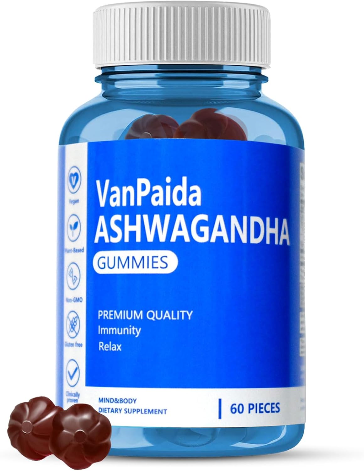 Organic Vegan Ashwagandha Gummies for Calming Sleep, Memory & Immune Support