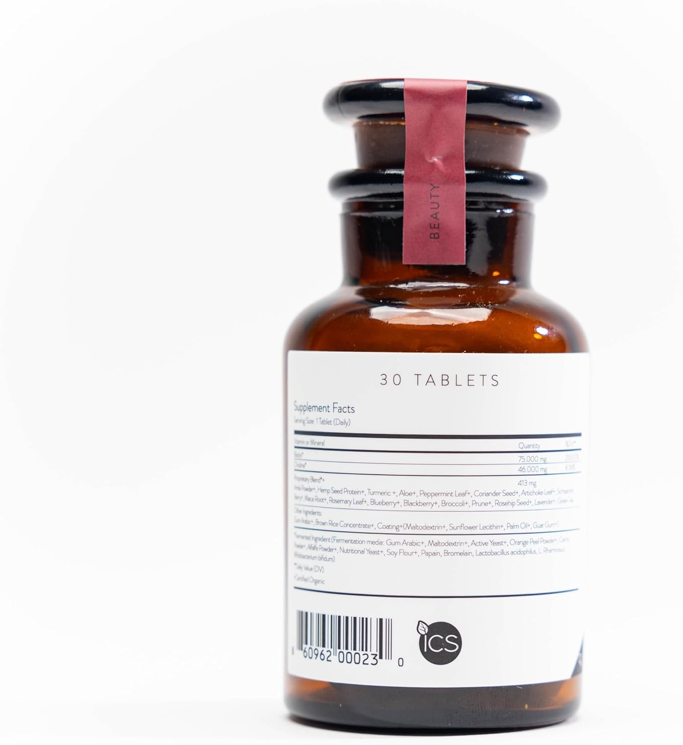 Organic Vegan Biotin & Choline Supplement for Healthy Hair, Skin & Nails - Fermented Whole Foods - Non-GMO - 30-Day Supply