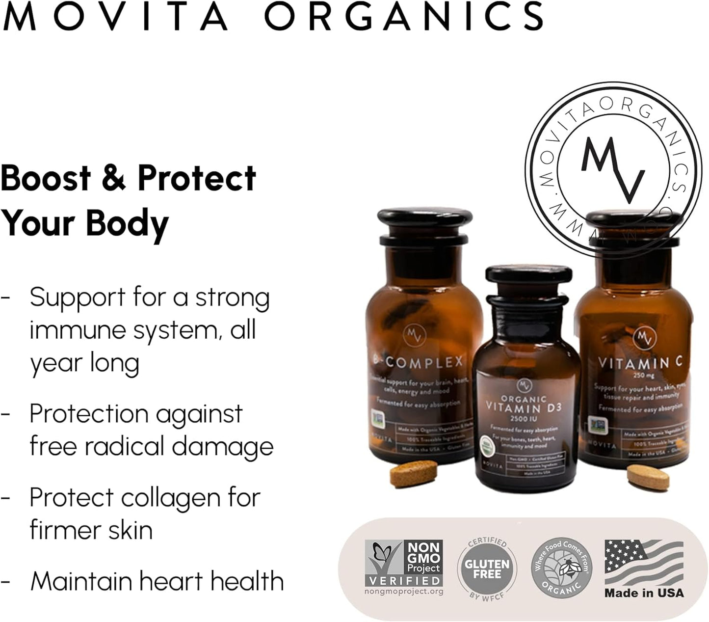 Organic Vegan Biotin & Choline Supplement for Healthy Hair, Skin & Nails - Fermented Whole Foods - Non-GMO - 30-Day Supply