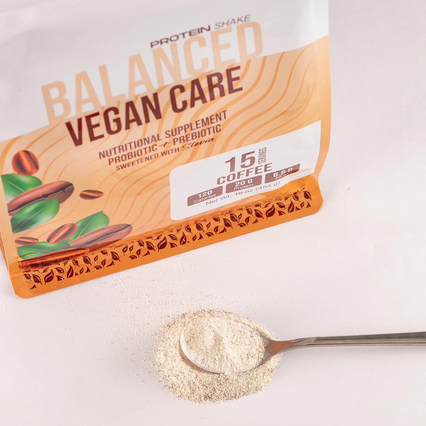 Organic Vegan Coffee Protein Shake Powder with Probiotics, Prebiotics, and 20g Protein - Keto Friendly & Gluten Free - 15 Sachets