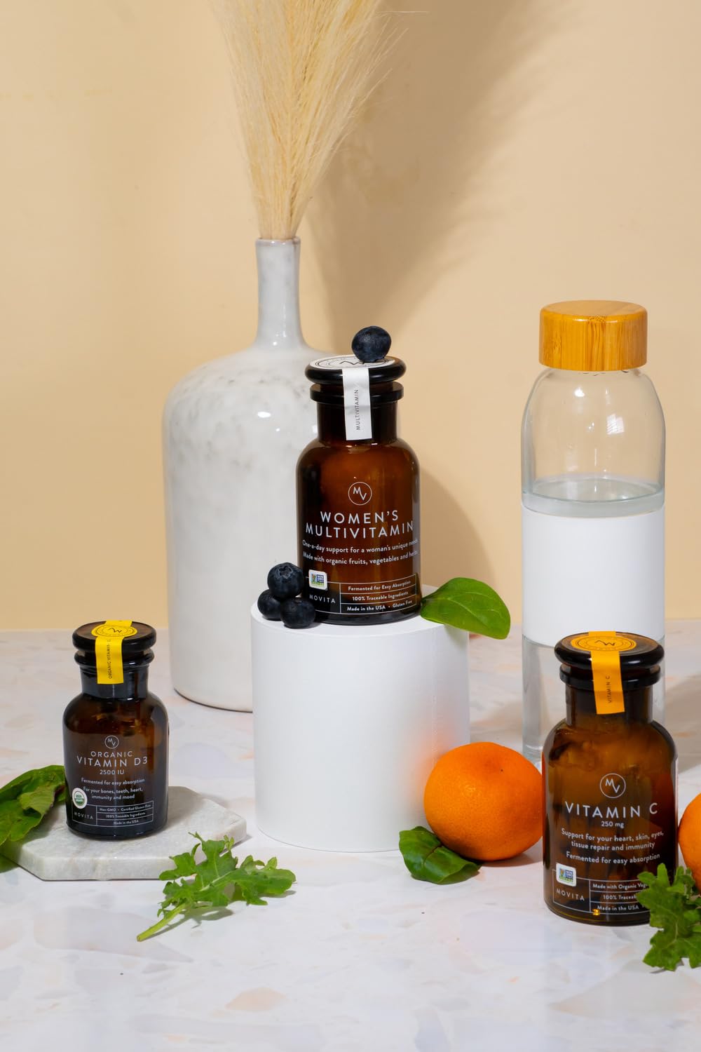 Organic Vegan Health Trio Gift Set with Vitamin D3, C, and Women's Multivitamin - Fermented Whole Foods, Vitamins, and Minerals - Gluten-Free & Non-GMO