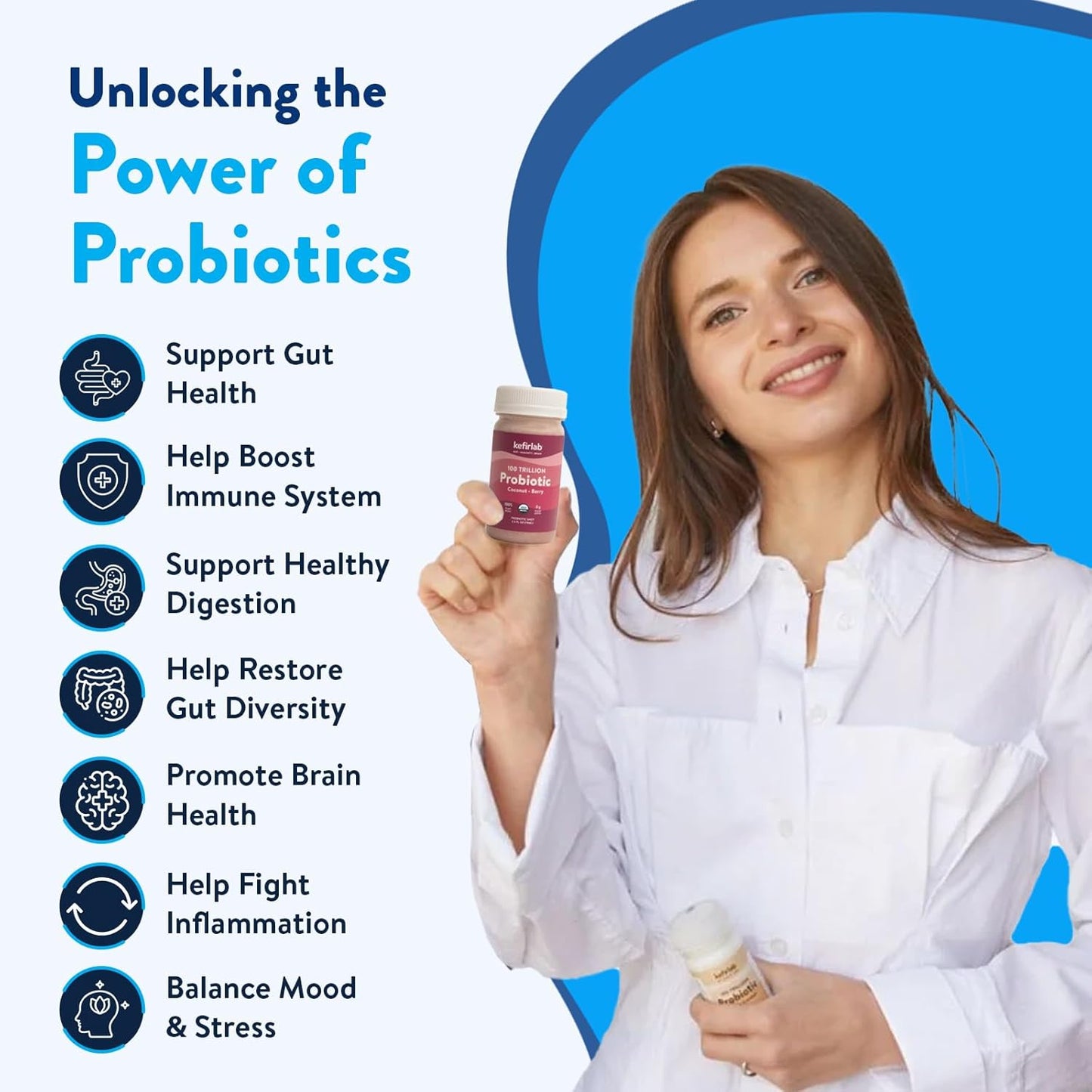 Organic Vegan KefirLab Probiotics - 100T CFU, 36 Strains - Berry Flavor, Immune & Digestive Support - Pack of 16