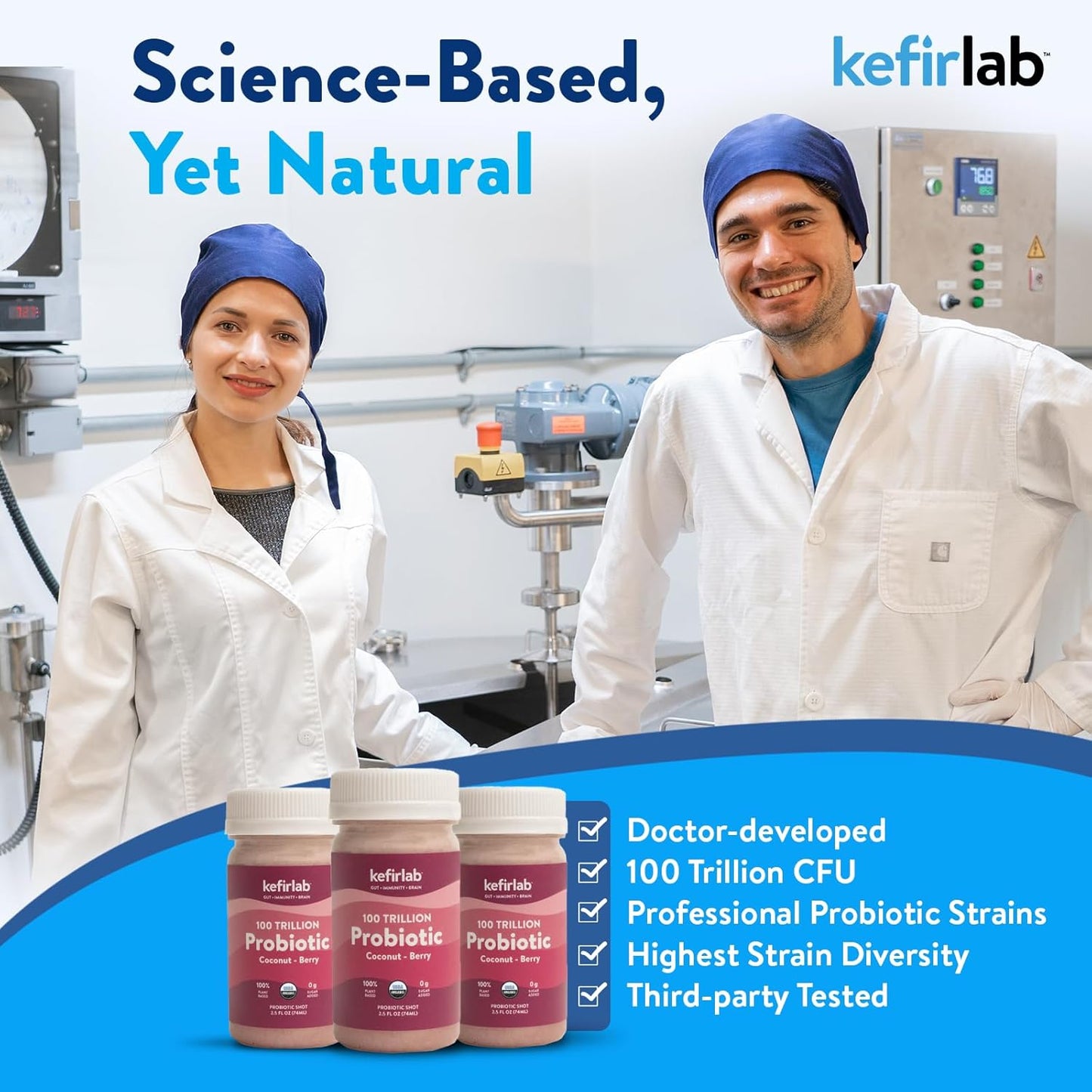 Organic Vegan KefirLab Probiotics - 100T CFU, 36 Strains - Berry Flavor, Immune & Digestive Support - Pack of 16